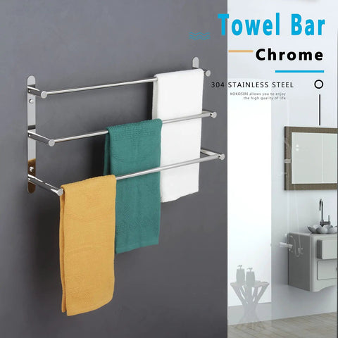 Stainless Steel 3-Tier Ladder Towel Rack With Wall Mount In Polished Chrome, Rustproof, Durable Towel Bars In Bathroom