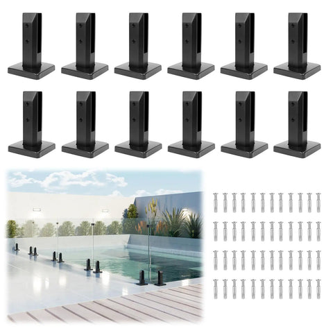 Heavy Duty Matte Black Glass Railing Spigot 2.1lb T304 Stainless Steel Clamp Post No Drill Design for pool and balcony