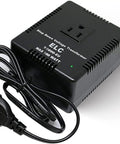 500-Watt Travel Voltage Converter Must-Have Step Down 220V To 110V And 240V To 120V For Hair Straightener Hair Dryer Laptops And Chargers CE Certified With A Three-Year Warranty showing black compact toroidal transformer with power cord