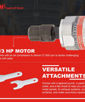 Quarter Inch Straight Air Die Grinder With Ergonomic Grip, 27,000 RPM Pneumatic Workhorse For Sanding, 1/3 HP Motor, Attachments