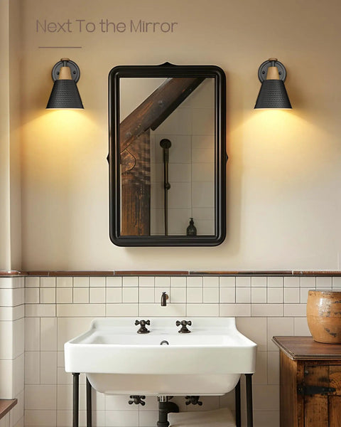 Set of 2 Matte Black Wall Sconces Modern Industrial Vanity Lights With Hammered Metal Shade For Bathrooms Dope Sconce Lighting For Hallway Vanity And Bedroom