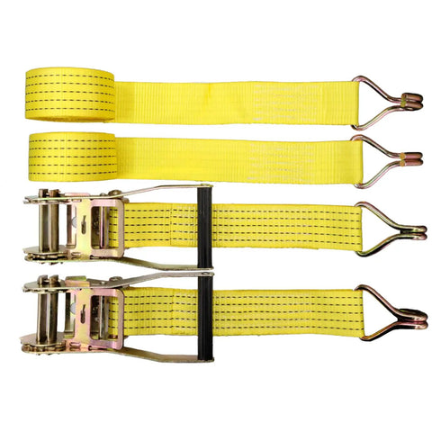 Beefy Heavy Duty 2 Inch By 15 Foot Ratchet Tie Down Straps With J Hook, 5,000 Lb Breaking Strength, 2 Pack, Keep Your Cargo Locked Down During Transit With Zinc Plated Hardware