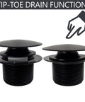 Dope Matte Black Tip Toe Bathtub Drain Stopper With Mushroom Overflow Faceplate One Half Inch Coarse Thread For Hella Smooth Step Control And Tight Fit Badass Zinc Hardware 50 Pack - two stoppers with coarse threading