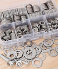 180 Piece Stainless Steel Flat Washer Set M2 To M10 For Fastening DIY Repairs Gasket Spacers Round Metal Washers Kit