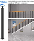 Top Tier Adjustable Deck Railing Posts Kit Featuring Flexible Indoor Outdoor Stair Balusters And Smooth Black Iron Spindles Built Tough For Lofts Patios And Backyards showing adjustable bracket design.