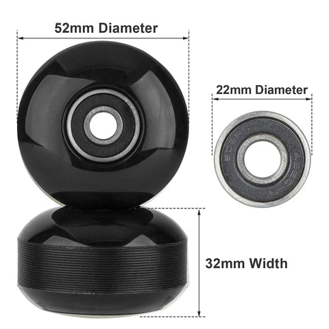 4 Pack 52mm Skateboard Wheels With Bearings 95A Hardness Durable Street Trick Wheels For Street Skating Longboard Cruiser Set