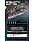 Packaging of RC Aircraft Carrier Warship Toy With 2.4GHz Dual Motor Power And High Speed Remote Control LED Lights Waterproof Hull