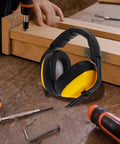 Adjustable Yellow Noise Blocking Ear Defenders For Shooting And Industrial Jobs With Slap Up Soundproof Earmuffs for woodwork.
