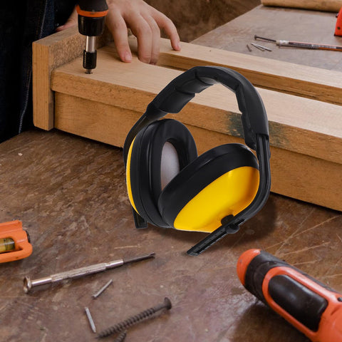 Adjustable Yellow Noise Blocking Ear Defenders For Shooting And Industrial Jobs With Slap Up Soundproof Earmuffs for woodwork.