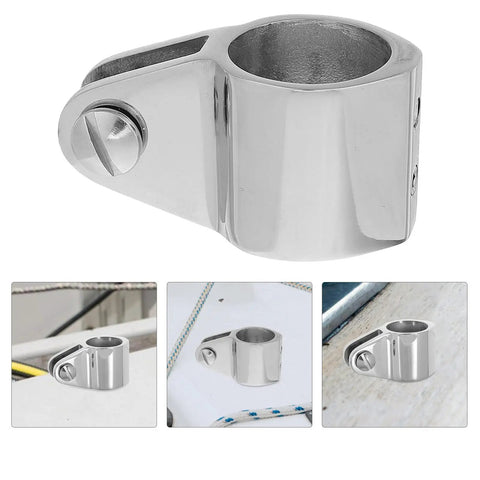Stainless Steel Bimini Top Ball Cap For 25mm Tubes marine boat hardware with quick-release eye end, shown mounted on deck