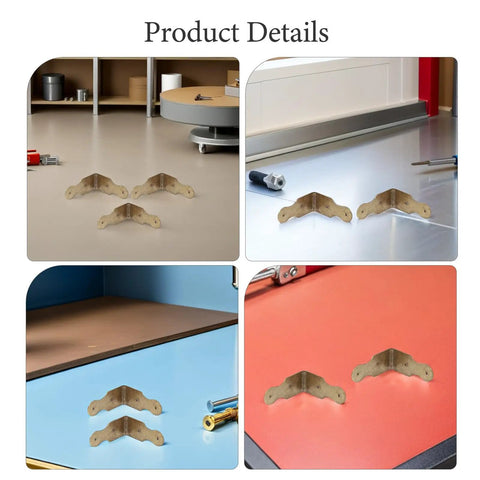 Six Pack L Shaped Brass Corner Protectors For Jewelry Boxes And Gift Boxes Dope Vintage Golden Edge Guards on display table