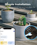 Smart Soil Moisture Sensor With Capacitive Probe And Temperature Meter Zigbee 3.0 Hub Required shown in potted plant setup