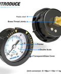Start and Clean Filter Pressure Gauge for Pool, Spa, Aquarium Pros and DIYers, Two Inch Dial, One Quarter Inch NPT, Plastic Frame