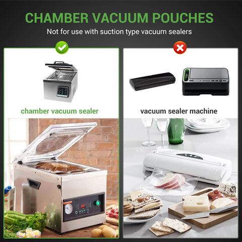 Chamber vacuum sealer bags, 300-count set in 6x10, 8x12, 10x13 inches; BPA-free, 3-mil