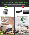 Comparison of a chamber vacuum sealer with a vacuum sealer machine. Pre Cut Vacuum Chamber Bags 8x12 And 6x10 Inches BPA Free.
