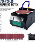 Versatile Wet Dry Bench Grinder And Powerful Electric Knife Sharpener With 7 Speed Settings For Metal Polishing And Tool Sharpening With water-cooled system.