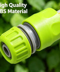 Heavy Duty 4 Pack 1 2 Inch Garden Hose Connector Repair Kit Made From Tough Abs Plastic Quick Connectors For Faucets Sprinklers And Nozzles Perfect For Your Y Joints Diverters And Outdoors Projects That Need Serious Durability. Green ABS hose connector close-up