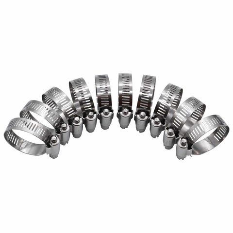 Beefed Up Stainless Steel 1 Inch Worm Gear Hose Clamp SAE 16 Size With Half Inch Band Width Fits 19 To 38 Millimeters Hoses Pack Of 10