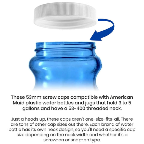 Six Pack 53mm Water Jug Caps With Foam Liners That Fit 3 And 5 Gallon Jugs 53 400 Thread Screw Top Lids For American Maid
