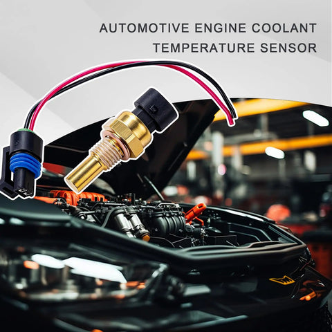 Slick Car Engine Coolant Temperature Sensor With Pigtail Connector, Tough Copper, suitable for engine performance, close-up view.