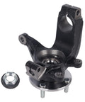 Front view of Front Suspension Steering Knuckle and Wheel Bearing Hub Assembly for Ford Focus 2006-2011 Left Driver Side Replacement, with nut.