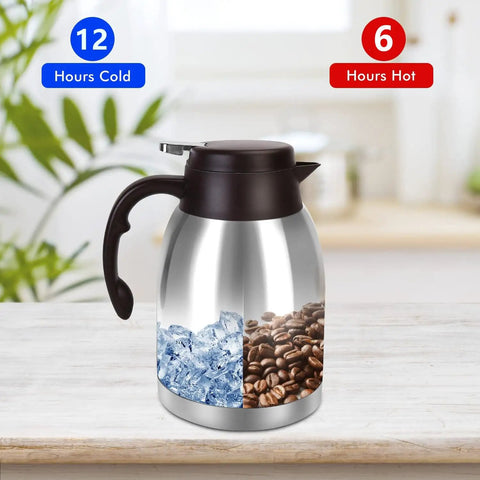 54oz Stainless Steel Thermal Coffee Carafe Dispenser No Spill With Unbreakable Double Wall Vacuum Insulation