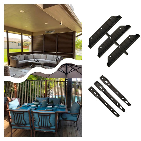 All In One Louver Hardware Kit For Blinds And Shutters Sunblind Brackets Holds Up To 11 Boards 48 Inch Black Outdoor Ready Includes 22 Brackets 10 Actuators And 99 Screws For Decks Patios And Privacy Walls