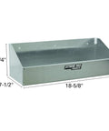 Aluminum Four-Quart Liquid Storage Shelf For Race Trailers, Garages, Shops And Enclosed Toy Haulers Holds Four One-Quart Bottles, Sidewalls Keep Contents Secure And Accessible, Built Tough Silver with dimensions