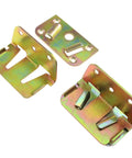 Heavy Duty Galvanized Bed Rail Brackets 2 Pack Wood Frame Connectors metallic slat fasteners for bedroom furniture repair.