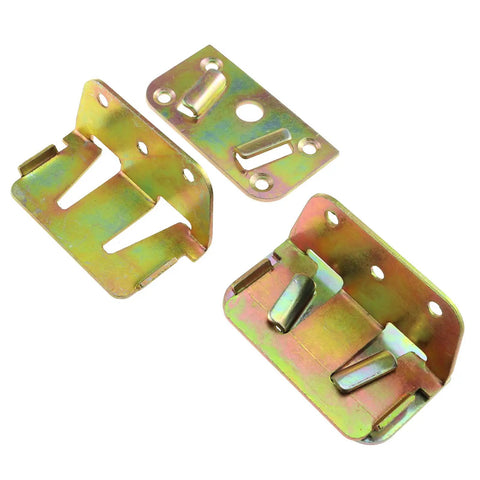 Heavy Duty Galvanized Bed Rail Brackets 2 Pack Wood Frame Connectors metallic slat fasteners for bedroom furniture repair.