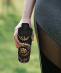 Person holding Steampunk Gears Print Insulated Water Bottle for Gym Outdoor Travel and Office Use Built for Your Active Lifestyle.