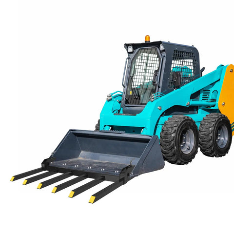 Heavy Duty Clamp On Debris Forks For 60 Inch Buckets, 4000 Lb Capacity Pallet Fork Attachments For Loader, Skid Steer, Tractor