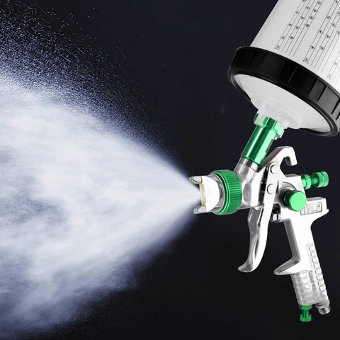 Paint Sprayer Kit With Quick Mixing Cup, HVLP Spray Gun, 1.4, 1.7, And 2.0mm Nozzles, 10 Disposable 600ml Cups, For Cars, Furniture, And Fences, Green