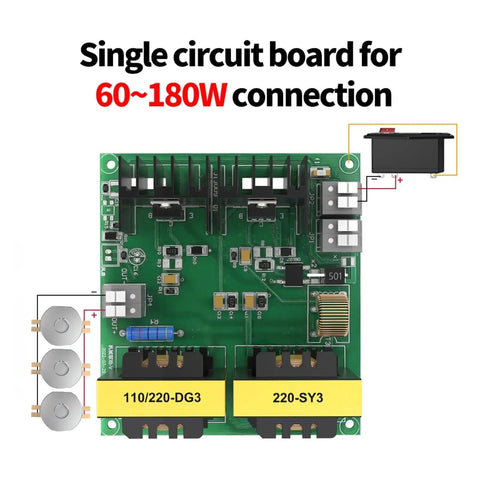 40KHz Ultrasonic Cleaner Drive Board Kit With Adjustable Power 60W To 180W 110V 220V PCB Module circuit board view