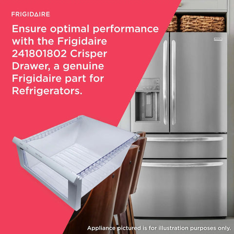 Crisper Drawer Replacement For Fridges 241801802 Fits Most Brands Easy No Tool Install OEM Style in kitchen setting