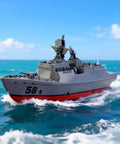Remote Controlled Warship Battle Boat With 10kmh Top Speed And 4WD Power 2 4G RC Boat for lakes sailing on turquoise water