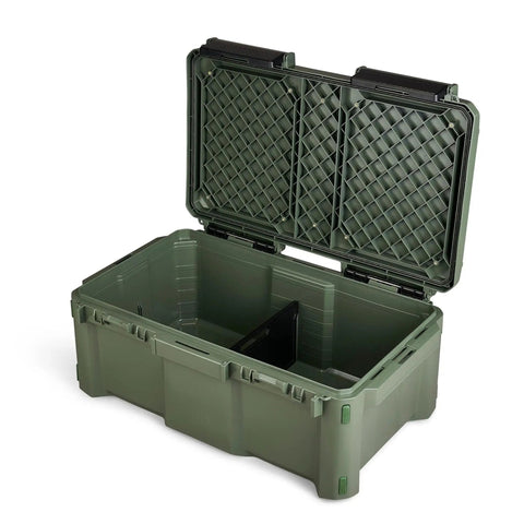Open GoNow Box Waterproof Gear Storage Heavy Duty Outdoor Utility Container With Tray And Dividers For Tools And Accessories Large Capacity Olive Drab.