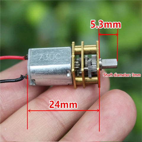 Precision Micro Metal Gear Motor With Compact Gear Wheel Runs Slick On DC 3V To 6V Power Delivers Hard Hitting Torque At 25 To 50 RPM, 24mm size.