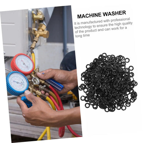 500pc Wave Washer Set for Electrical and Automotive Use, Compression Spring Washers with Smooth Surface to Reduce Friction and Prevent Loosening, Assorted Sizes for Tight Axial Load and Easy Installation, black washers
