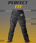 Mens Waterproof Motorcycle Pants with CE Armor and Ventilation Zippers Badass Tactical Cordura Adventure Riding Gear Rainproof Windproof Touring Pants Black with adjustable features.
