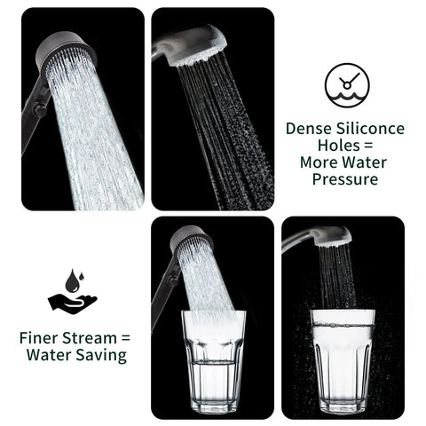 Heavy Duty High Pressure Filtered Shower Head With 5 Stage Deep Filtration demonstrating water pressure and spray modes