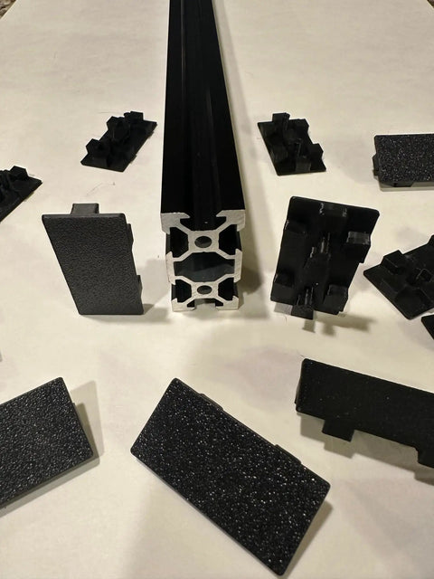 15 Piece End Caps For 2040 Aluminum Extrusion Rails 20x40mm T Slot New Design, shown with thicker construction around profiles