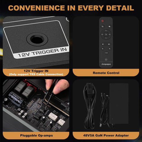 Next Gen 2 Channel Bluetooth HiFi Amp With 300W Per Channel Digital VU Meter Sub Pre Out HPF Tone Control TRS Balanced Input Bass Treble Control Remote And BT 5 2 For Your Home Theater And Bookshelf Speakers with remote, 12V trigger, op-amps, and power adapter