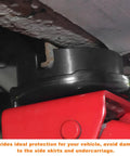 Tough As Nails Rubber Jack Pads Two Pack Universal Pinch Weld Savers under a vehicle for scratch-free lifting.