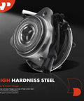 Image of heavy duty front wheel bearing and hub assembly with ABS for Ford Explorer 1996 to 2001 shows close-up of high hardness steel.