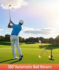 Golfer using Go-To Golf Swing Trainer And Practice Aid, Heavy Duty Metal Stand, Portable And Easy To Set Up in park