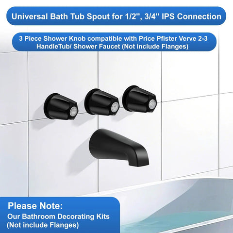 Tub Shower Trim Kit With Four In One Tub Spout Adapter, Shower Knob, And Bath Spout For Half Inch Copper Pipe And Three Quarter Inch IPS