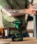 18V MultiVolt Cordless Brushless Impact Driver And 18 Gauge Brad Nailer Combo Kit for framing in use on workbench