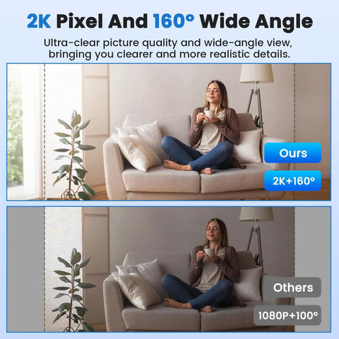 Comparison of 2K pixel and 160° wide angle for Stealth Mode Wireless Charger Packed With A Hidden 2K Spy Camera.