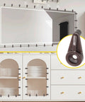 Heavy Duty Brown Mirror Hanging Clips 25 Pack Easy Snap Glass Retainer Brackets For Cabinets And Vanities shown on a mirror.